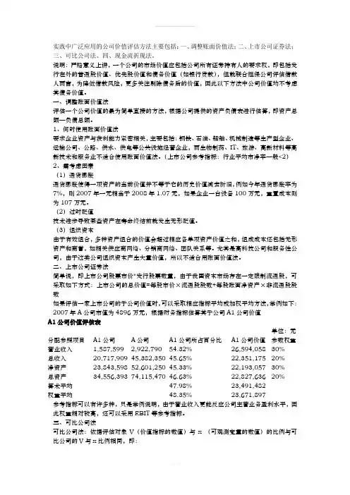 公司价值评估方法