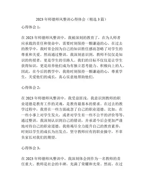 2023年师德师风整训心得体会(精选3篇)