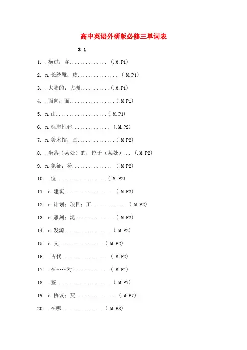 高中英语外研版必修三单词表[1]