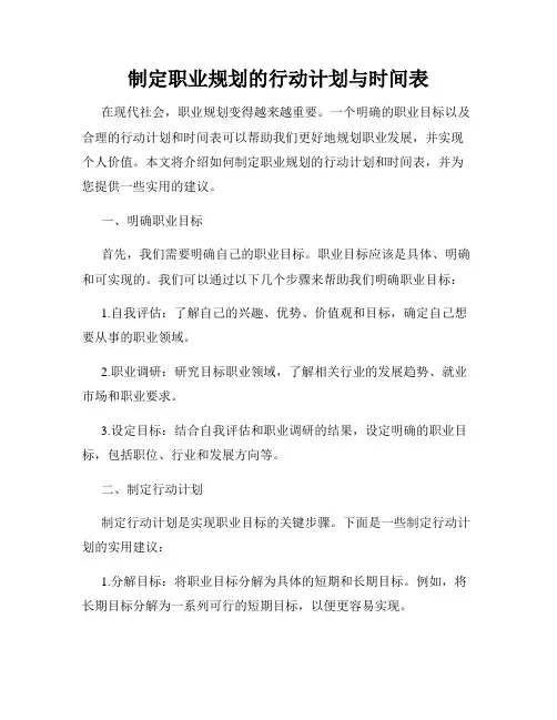 制定职业规划的行动计划与时间表