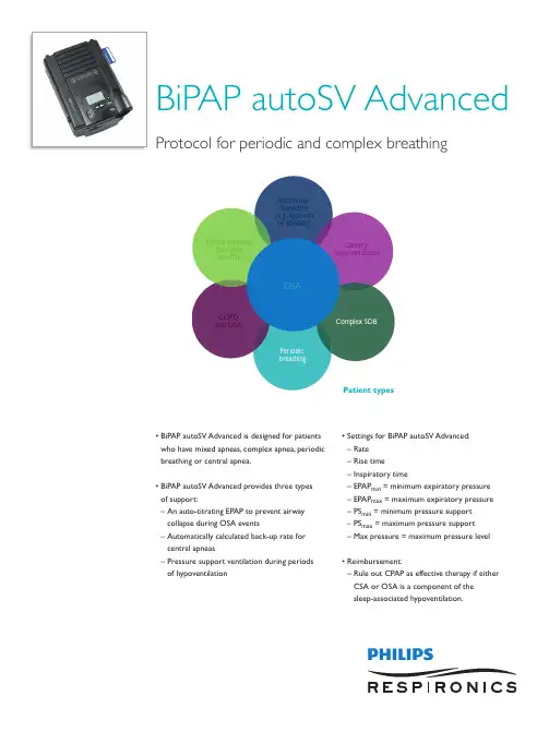 飞利浦呼吸机 BiPAP autoSV Advanced 使用指南说明书