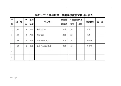 学生上机记录表