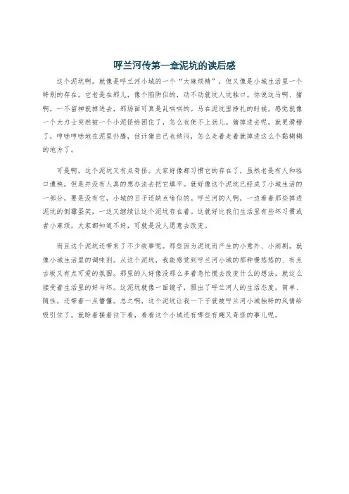 呼兰河传第一章泥坑的读后感