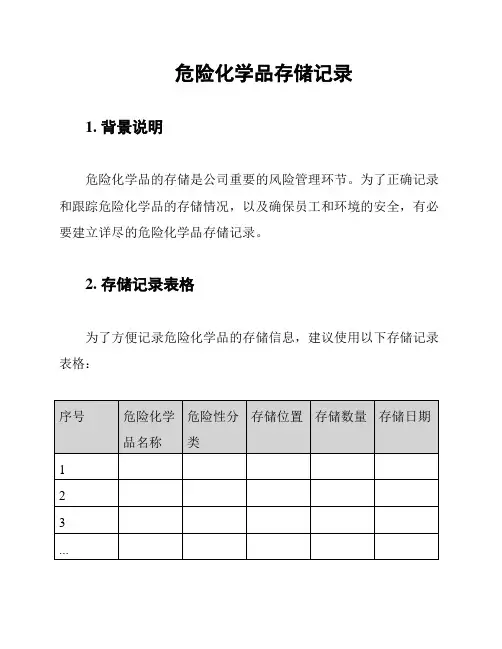 危险化学品存储记录