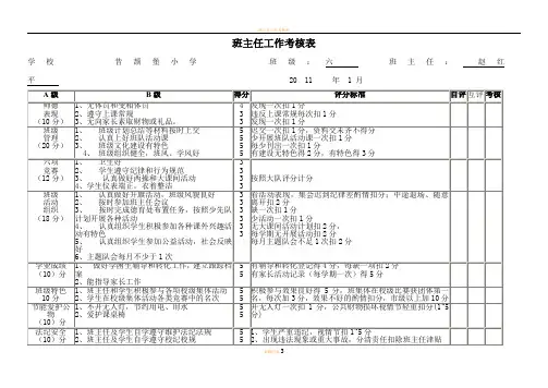 班主任工作考核表1