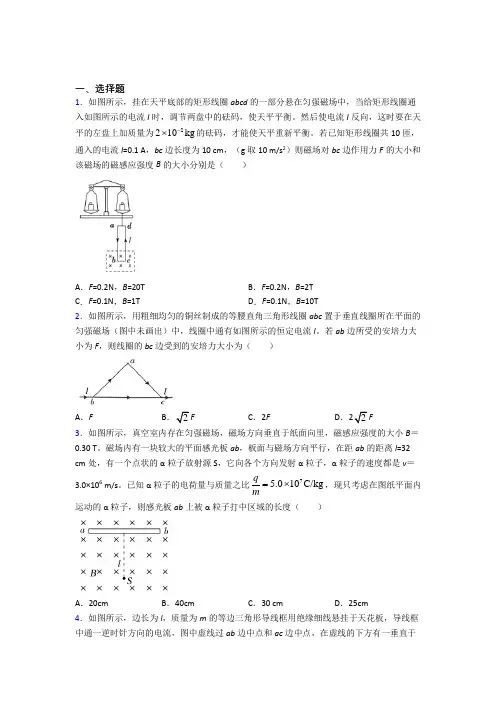 人教版初中高中物理选修二第一章《安培力与洛伦兹力》经典练习题(含答案解析)