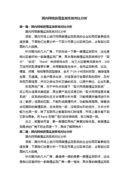 国内网络舆情监测系统对比分析