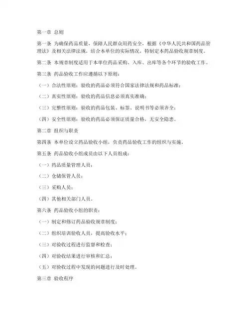 药品验收规章制度