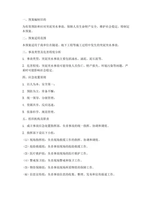 突泥突水事故应急预案