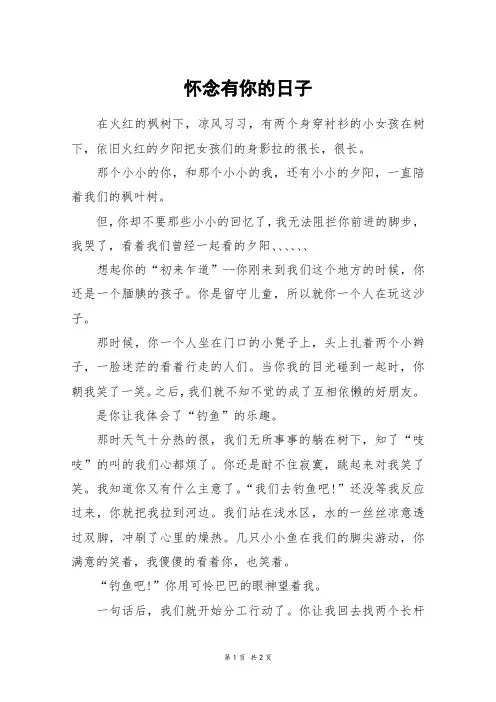 怀念有你的日子_初一作文