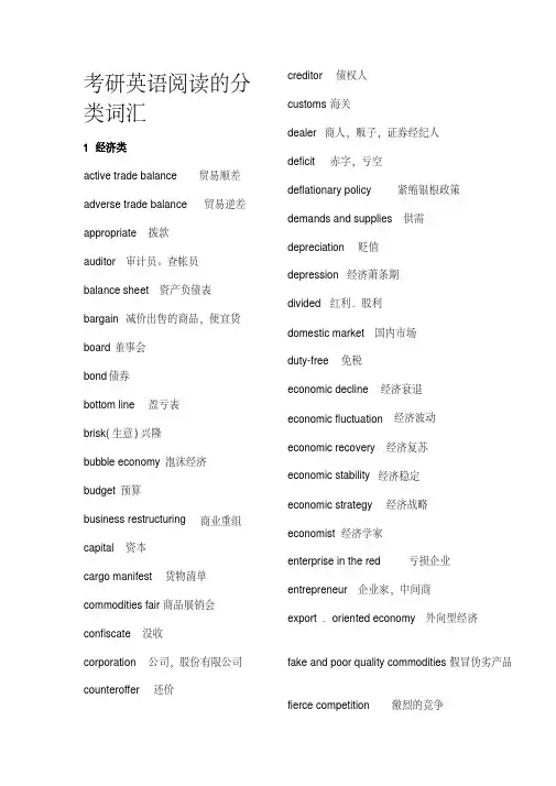 考研英语阅读分类词汇