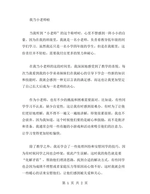 我当小老师啦作文范文