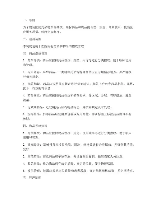 医院药品物品摆放管理制度