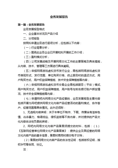 业务发展报告
