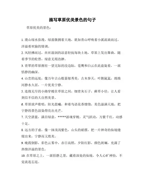 描写草原优美景色的句子