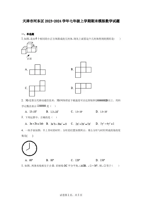 天津市河东区2023-2024学年七年级上学期期末模拟数学试题