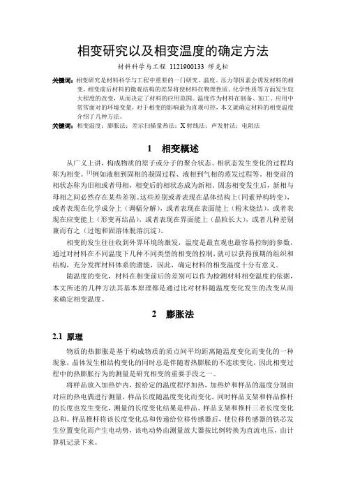 【材料分析方法】相变研究以及相变温度的确定方法