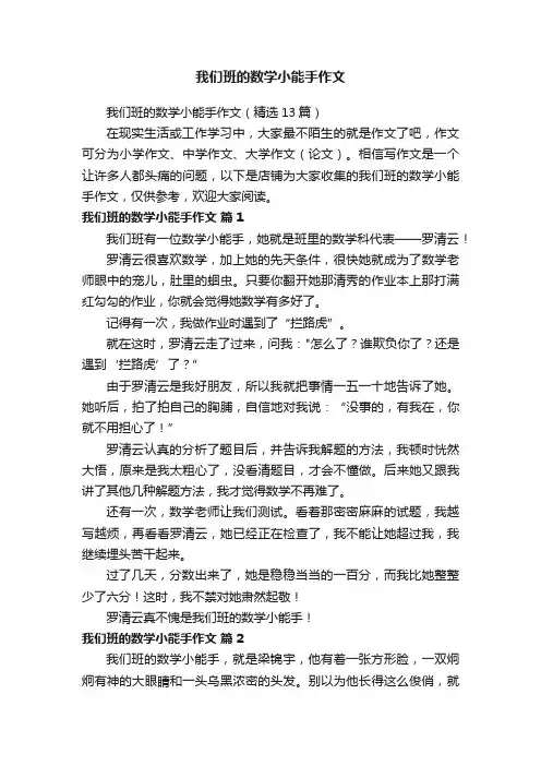 我们班的数学小能手作文