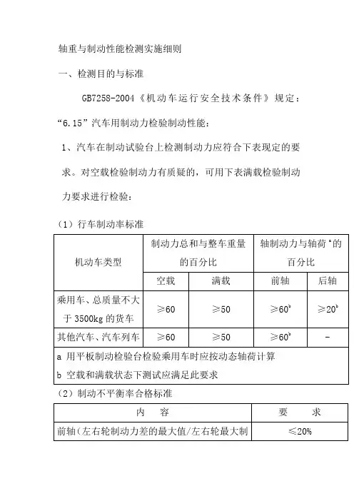 轴重与制动性能检测实施细则