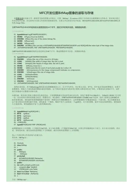 MFC开发位图BitMap图像的读取与存储