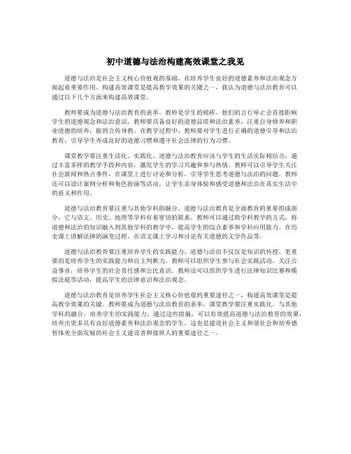 初中道德与法治构建高效课堂之我见