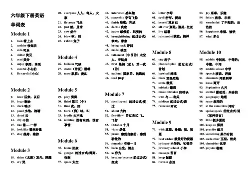 (word完整版)外研版六年级下册英语单词表
