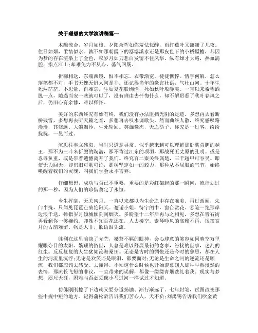 大学关于理想的演讲稿