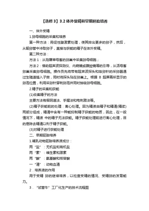 【选修3】3.2体外受精和早期胚胎培养