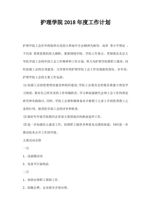 护理学院工作计划