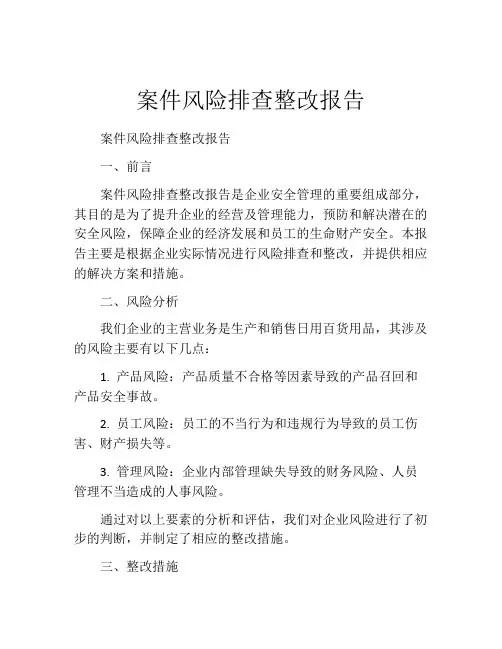 案件风险排查整改报告
