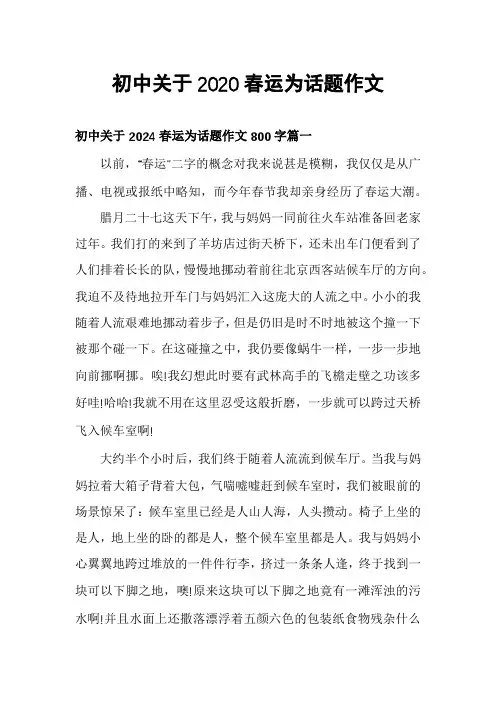 初中关于2020春运为话题作文