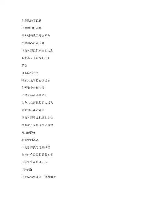 牵挂文本歌词