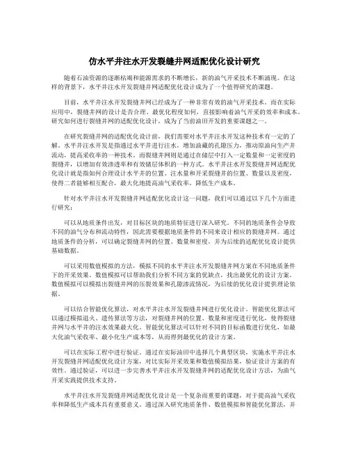 仿水平井注水开发裂缝井网适配优化设计研究