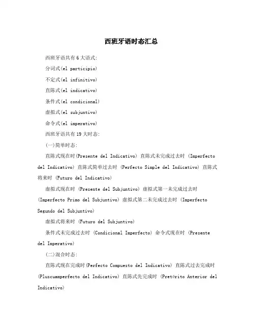 西班牙语时态汇总