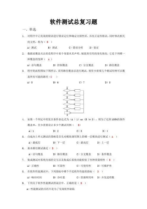 软件测试复习题汇总