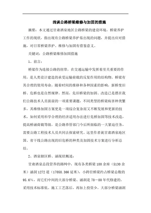 公路桥梁维修与加固措施