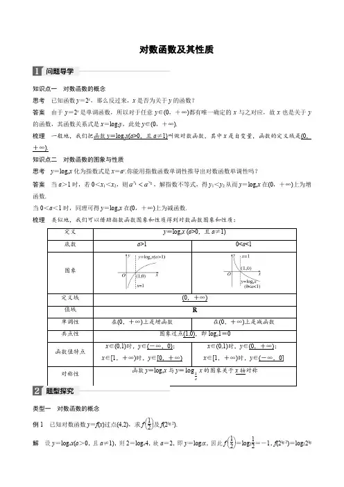 高一数学 对数函数及其性质