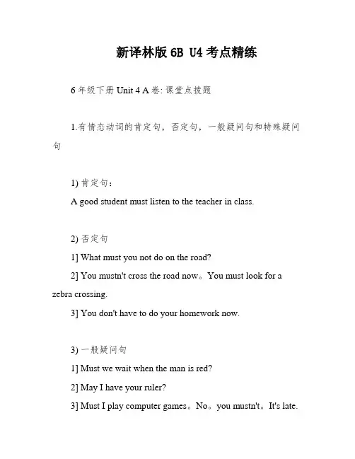新译林版6B U4考点精练