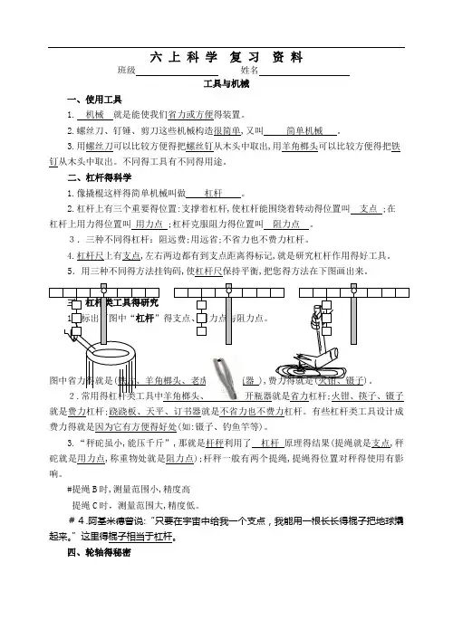 科学六上科学知识点完整版本