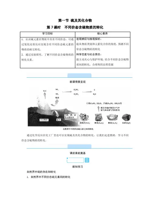 2020-2021学年高中化学新人教版必修第二册  第五章第一节 硫及其化合物(第3课时) 学案