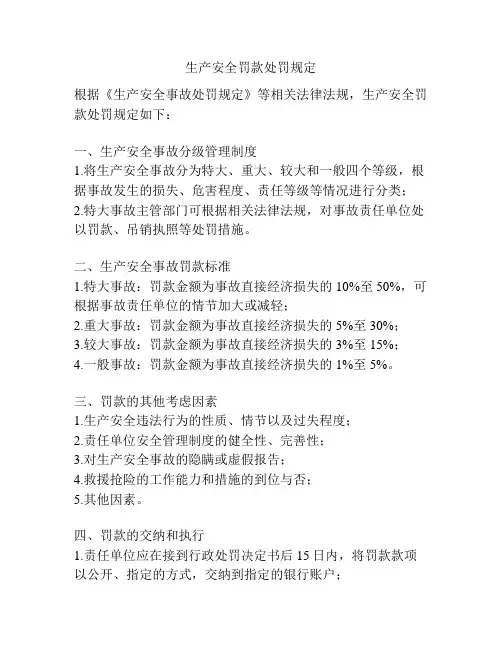 生产安全罚款处罚规定