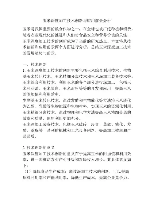 玉米深度加工技术创新与应用前景分析