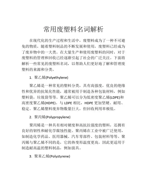 常用废塑料名词解析