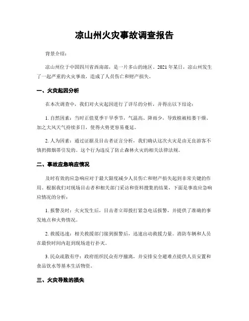 凉山州火灾事故调查报告