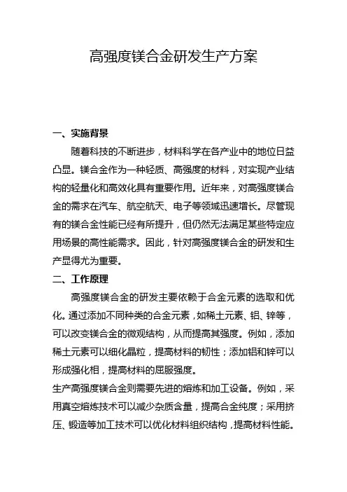 高强度镁合金研发生产方案(二)