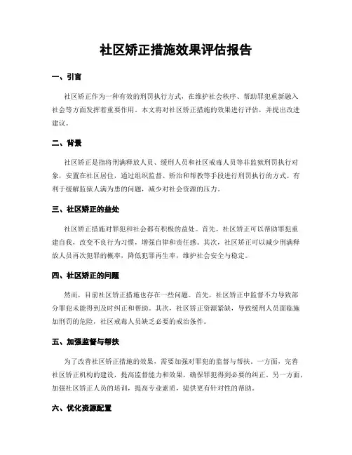 社区矫正措施效果评估报告