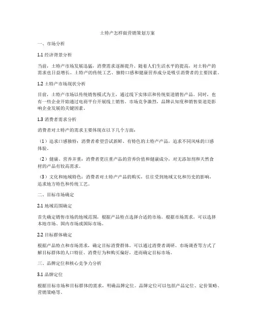 土特产怎样做营销策划方案