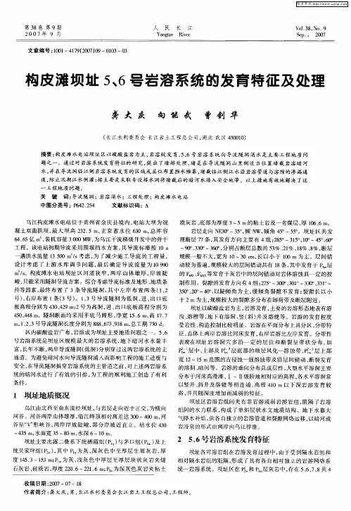 构皮滩坝址5、6号岩溶系统的发育特征及处理