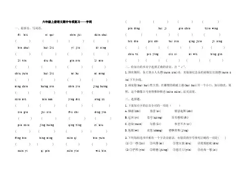 六年级上册语文期中专项复习——字词(含答案)