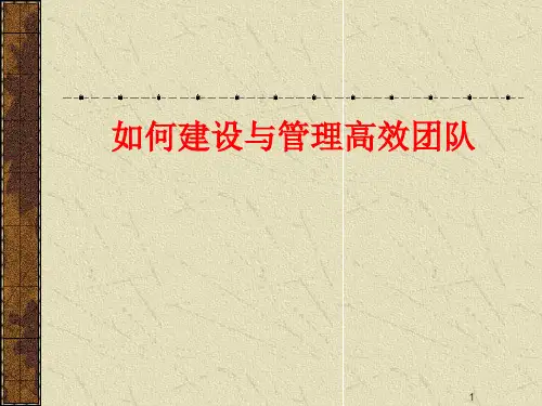 如何建设与管理高效团队ppt课件